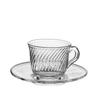 INS Style Heat-Resistant Striped Glass Cup & Saucer Set for Coffee, Tea, Iced Americano, Latte, or Transparent Mug.