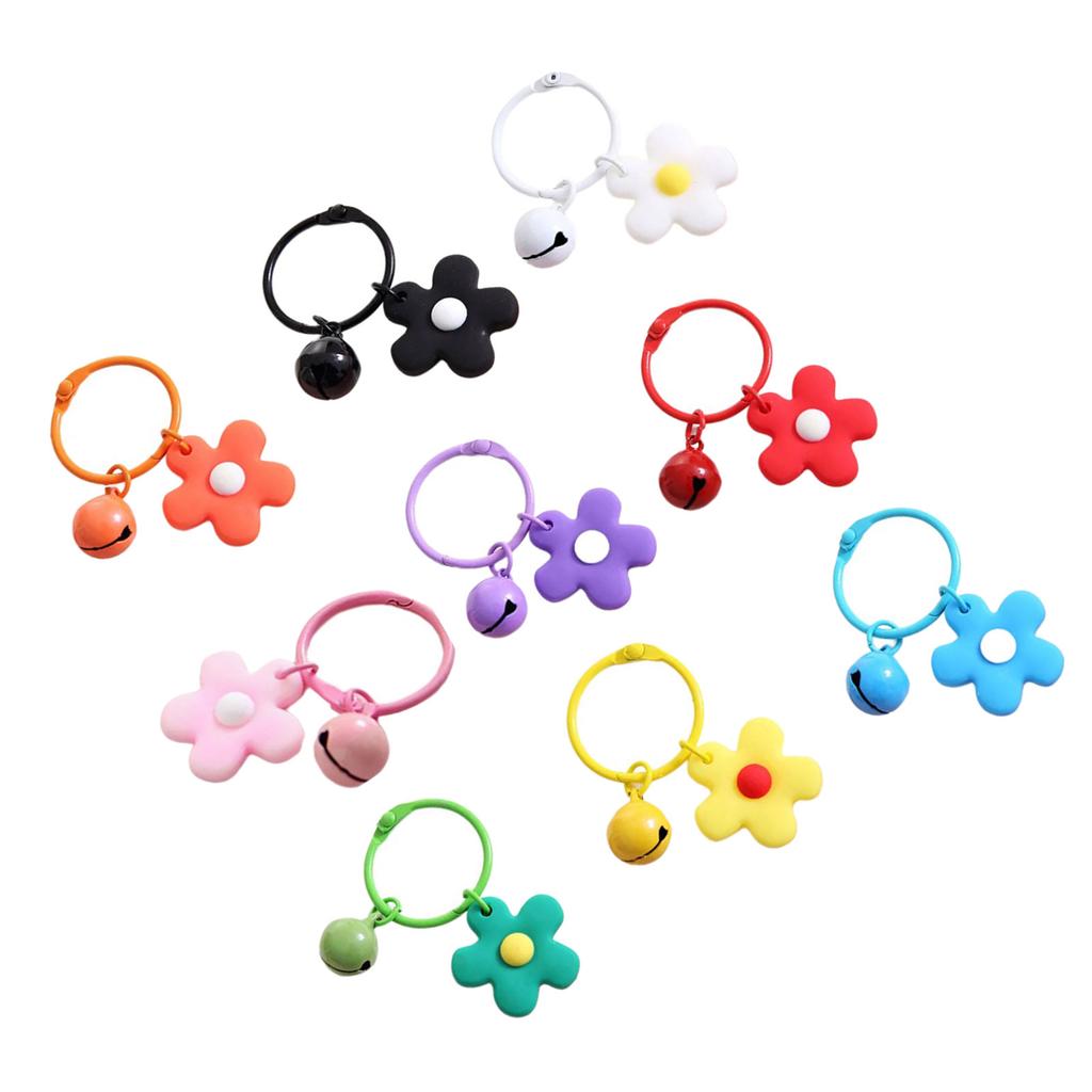Flower Keychain Bell Charm Miniature Key Ring for Bags and Keys Multiple Candy Color Floral Pendant Keyring Accessory