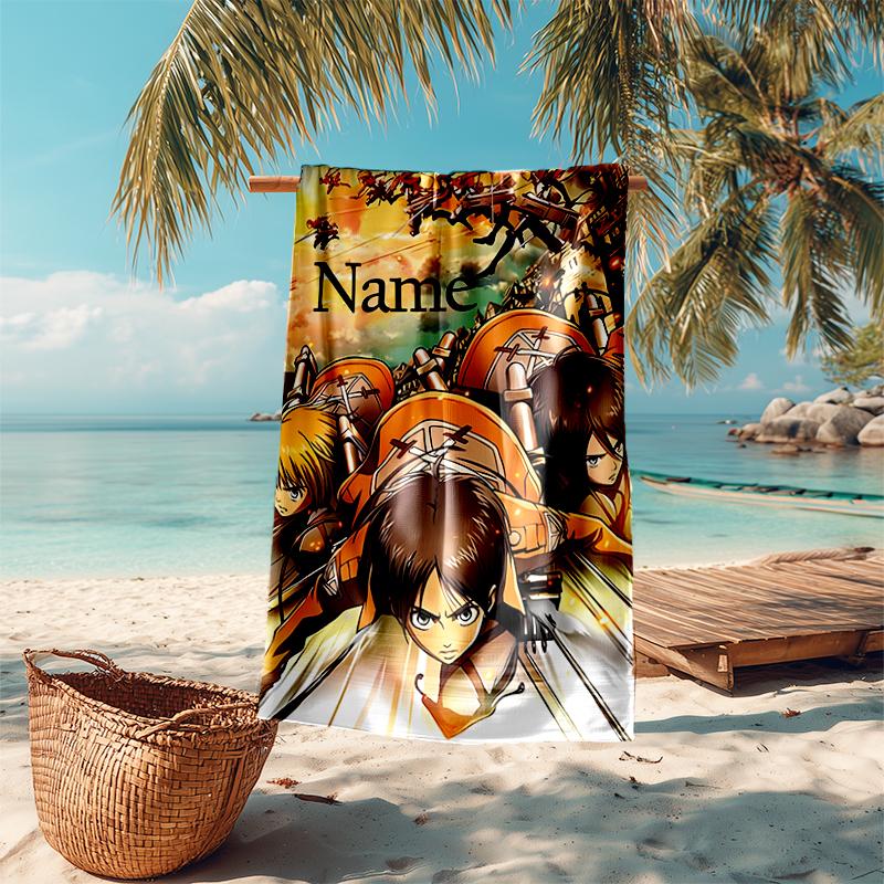 Personalized Customized Proof Beach Towel with Attack On Titan Pattern - Soft, Absorbent, Quick-drying, Perfect Swimming, Camping&bathing