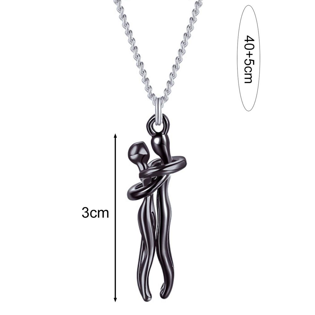 Cadena de gargantilla con colgante y diseño de abrazo de pareja unisex