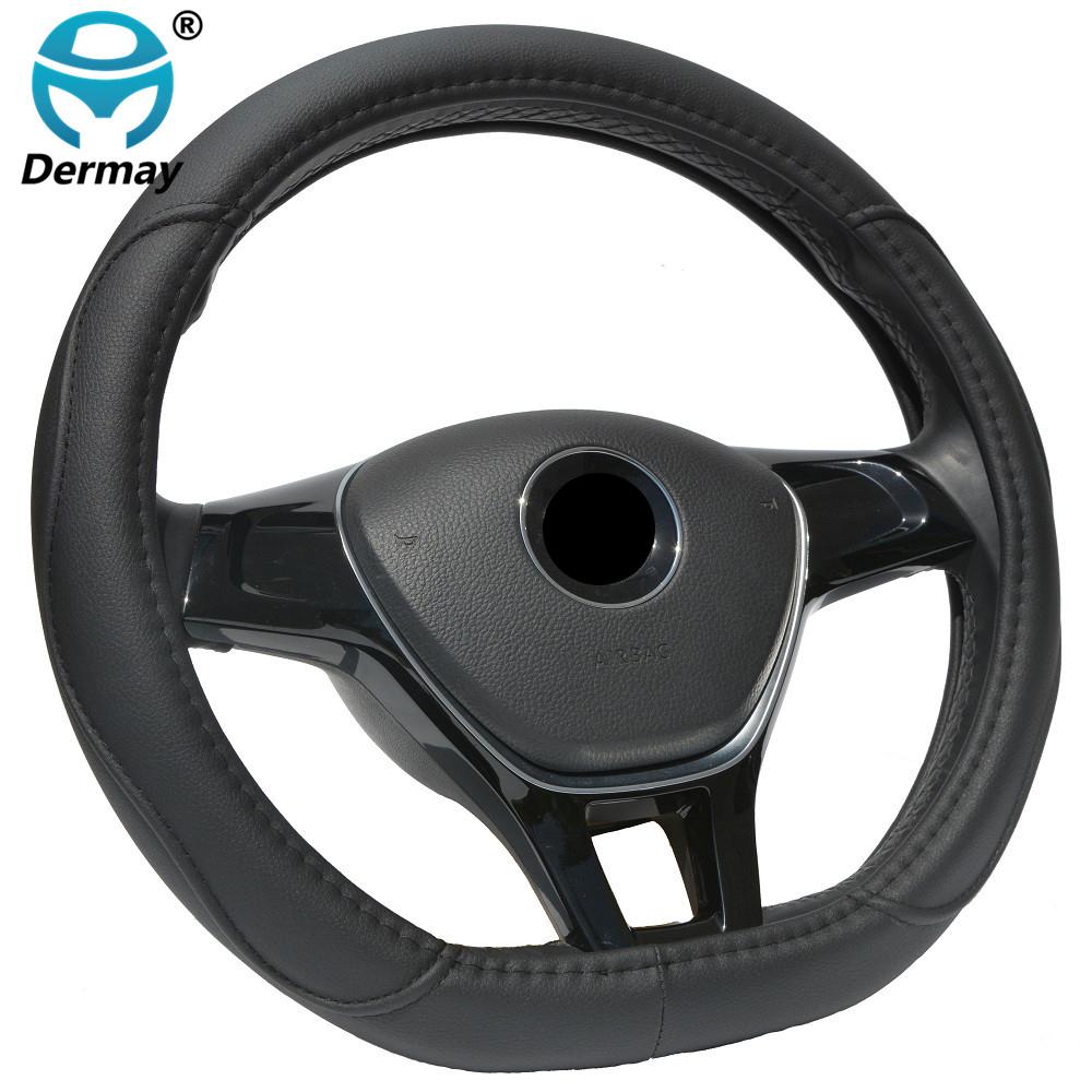 DERMAY D-Form Mikrofaserleder Auto Lenkradbezug Vier Jahreszeiten Lenkradnaben für VW GOLF 7 2015 POLO JETTA