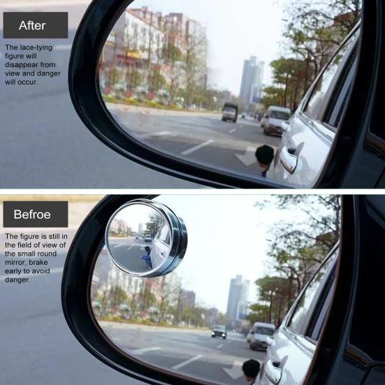 2 Stück Auto-Rückspiegel mit totem Winkel, Weitwinkelobjektiv-Design, 360 Grad verstellbar, rahmenlos, konvex, seitlicher Zusatzspiegel, Autoteile