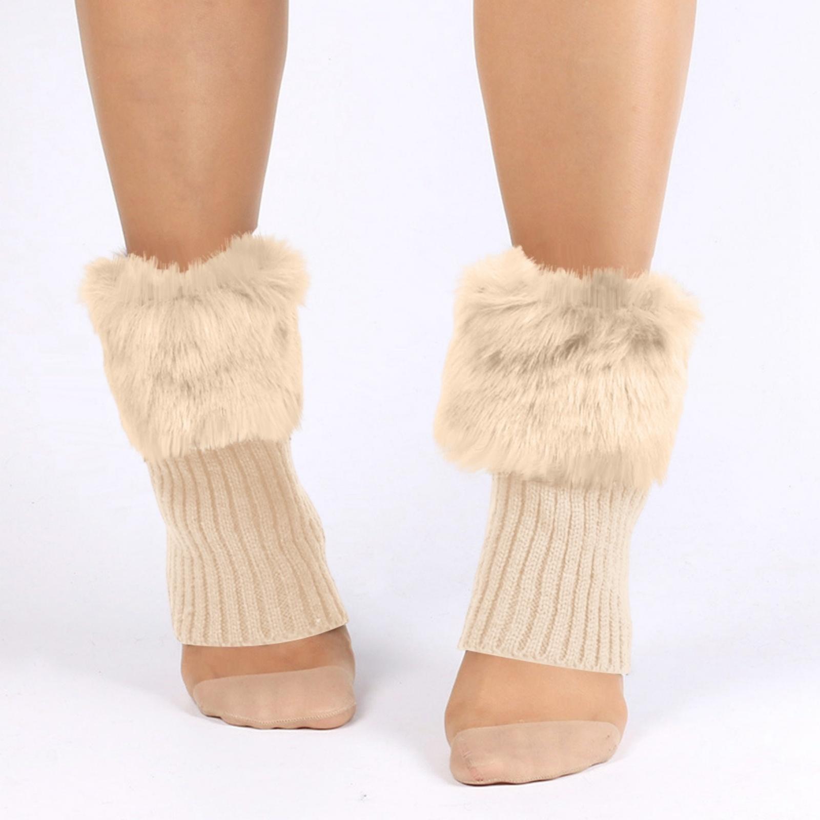 

Women s Winter Woolen Sock With A Flip-top Knitted Woolen Sock One Size бежевий