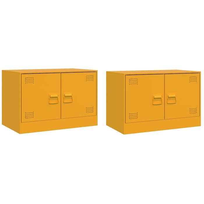 VidaXL TV Furniture 2 Pcs Mustard Yellow 67x39x44 Cm Steel, TV Bench, TV Stand, Multimedia Cabinet, TV Sideboard, Hi-fi Cabinet, 841638