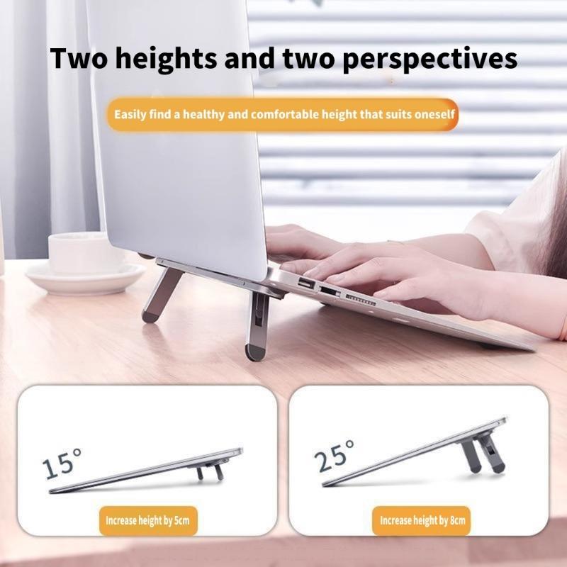 Ergonomic Laptop Stand Foldable Design 2 Level Heights Adjustment Builts In Ventilation For Optimal Heat Dissipation
