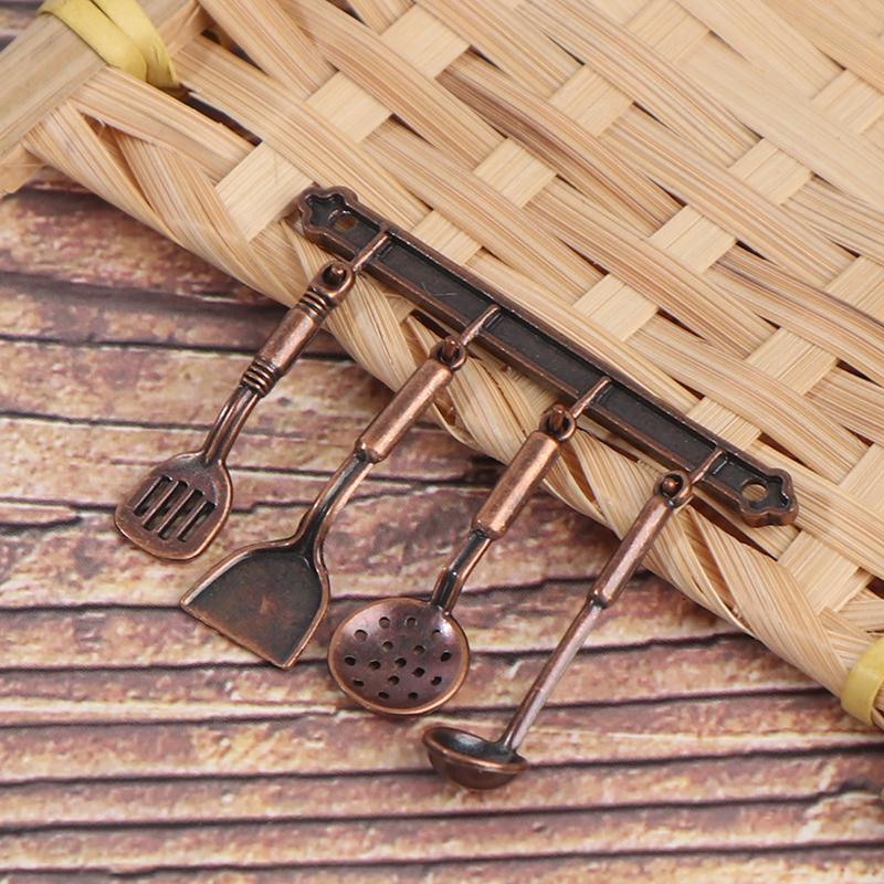 Dukkehus Miniatyr Spade Suppeskje Oppbevaringsholder Simulasjon Kjøkkenredskaper