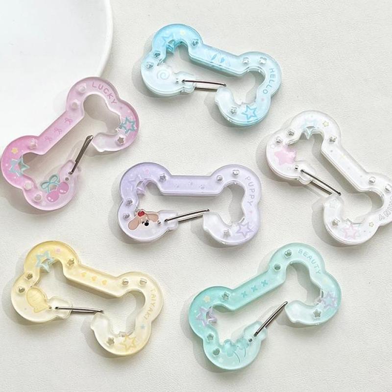  Gradient Bone Carabiner Mountaineering Buckle Porous Acrylic Buckle Keychain Backpack Ornament Multipurpose Keyring Hook