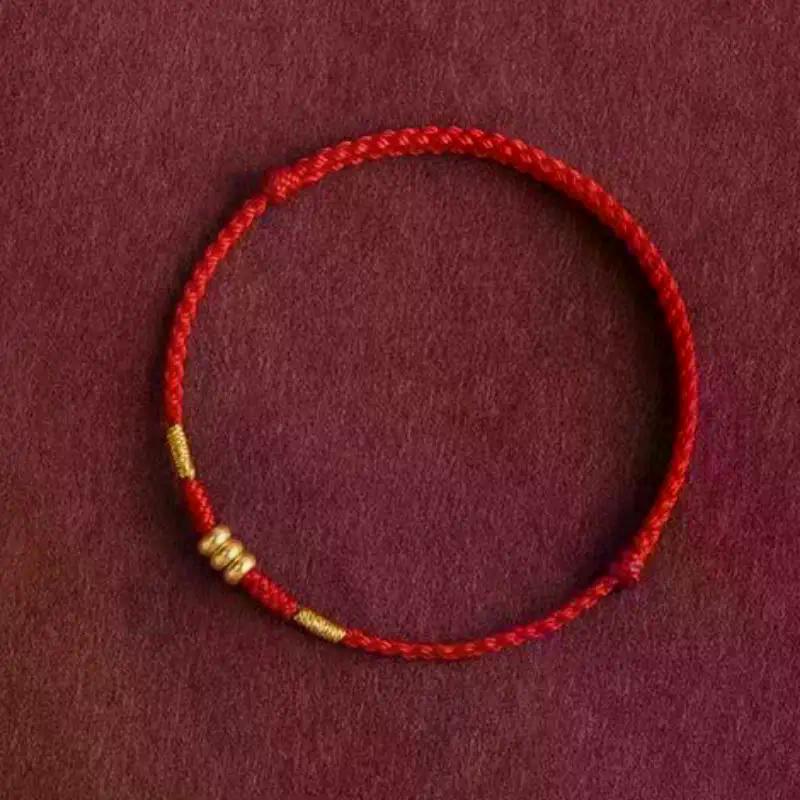 Roter Faden Glücksbringer Armband Handgewebt für Glück Verstellbares Armreif Einzigartiges Neujahrsgeschenk für Beste Freunde und Paare