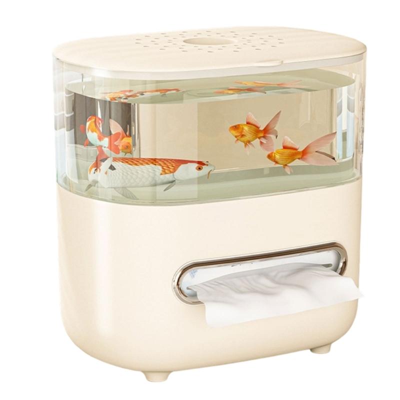 Dispensator de șervețele inovator în stil acvariu, cu capac detașabil pentru decorare cu plante sau pești, întreținere fără efort, accesoriu pentru decorarea casei și biroului