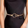 1PC Women's Simple Double Round Buckle Elastic Stretchable Waist Versatile Belt, Dress Sweater Coat Daily Commuter Decoration