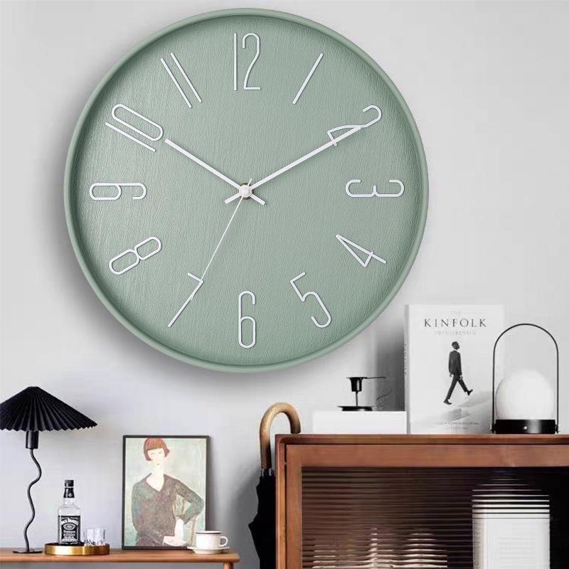 Custom Silent Wood Grain Quartz Wall Clock for Living Room