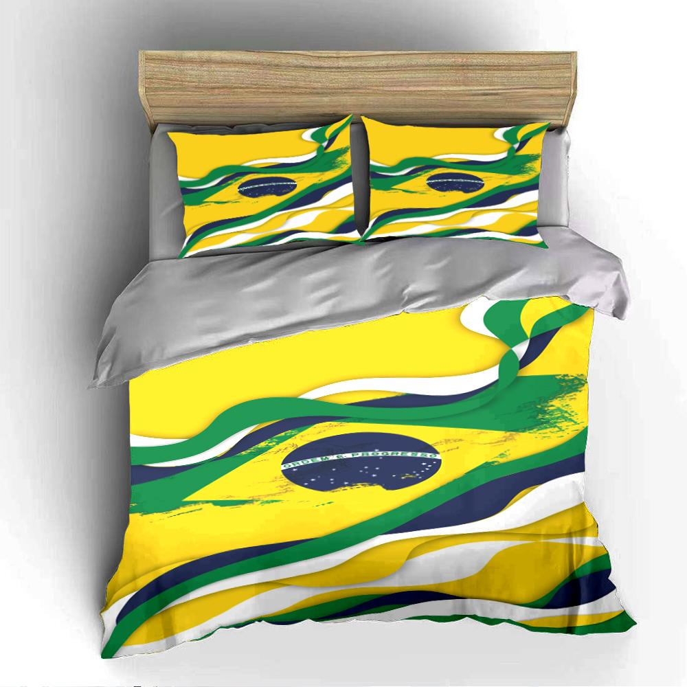 Brazil Flag Pattern Bedding Set Bedding set (1 duvet cover, 2 pillowcases, duvet not included)