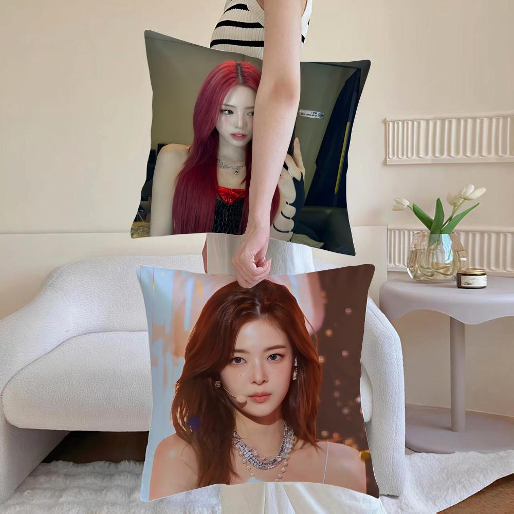 Kpop Style I-Itzy Cushion Cover Pillowcase Short Plush Invisible Zipper Room Sofa Cushion Cover