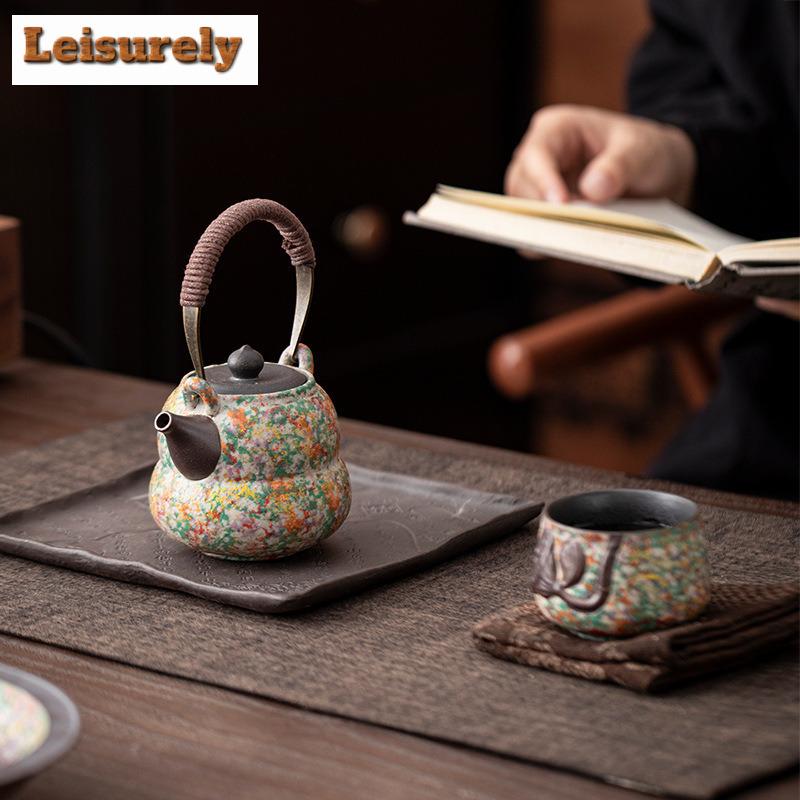 225ml Lifting Handle Teapot Zen Tea Infuser Pot Household Tea Soaking Kettle With Ball Hole Green Tea Cha Accessories Collection