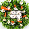 Artificial Eucalyptus Wreath with Carrots Spring Summer Wildflower Wreath with Green Leaves for Front Door Wall Window Porch Easter Party Decor