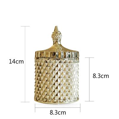 European Style Crystal Glass Storage Jar Creative Candy Jar Home Desktop Jewelry Cosmetic Swab Box Candle Holder Home Decoration