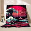 New! Japan Art Beautiful Wave Printed Blanket Fine Workmanship,Home Office Nap Trip Car Blanket for Four Seasons Quickly Arrival