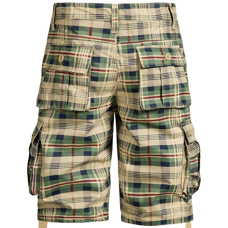 Summer Men's Medium Pants Cotton Comfortable Outdoor Sports Beach Pants Trend Plaid Shorts Loose Straight Large Size Cargo Pants