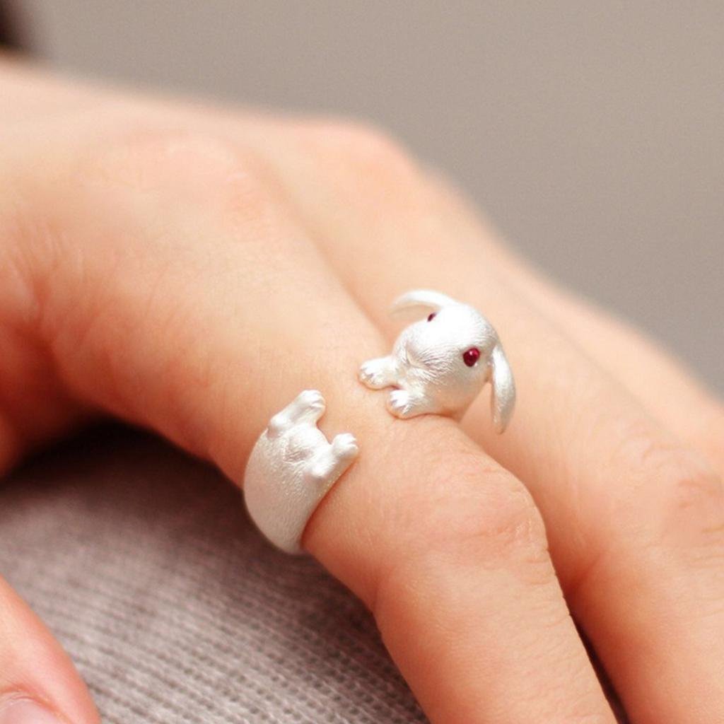 Easter Bunny Ring Alloy Adjustable Open Ring for Party Gift