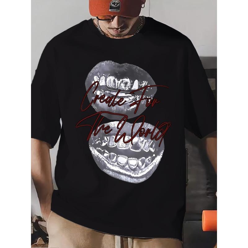 

European sizes Men s Summer Short Sleeve Printed T-shirt S чёрный