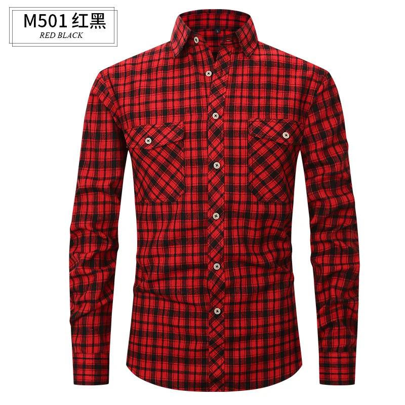 

Casual Wear Men s Slim Shirt Autumn Woolen Cardigan Spring and Summer Trendy Shirt Plaid Pocket S
