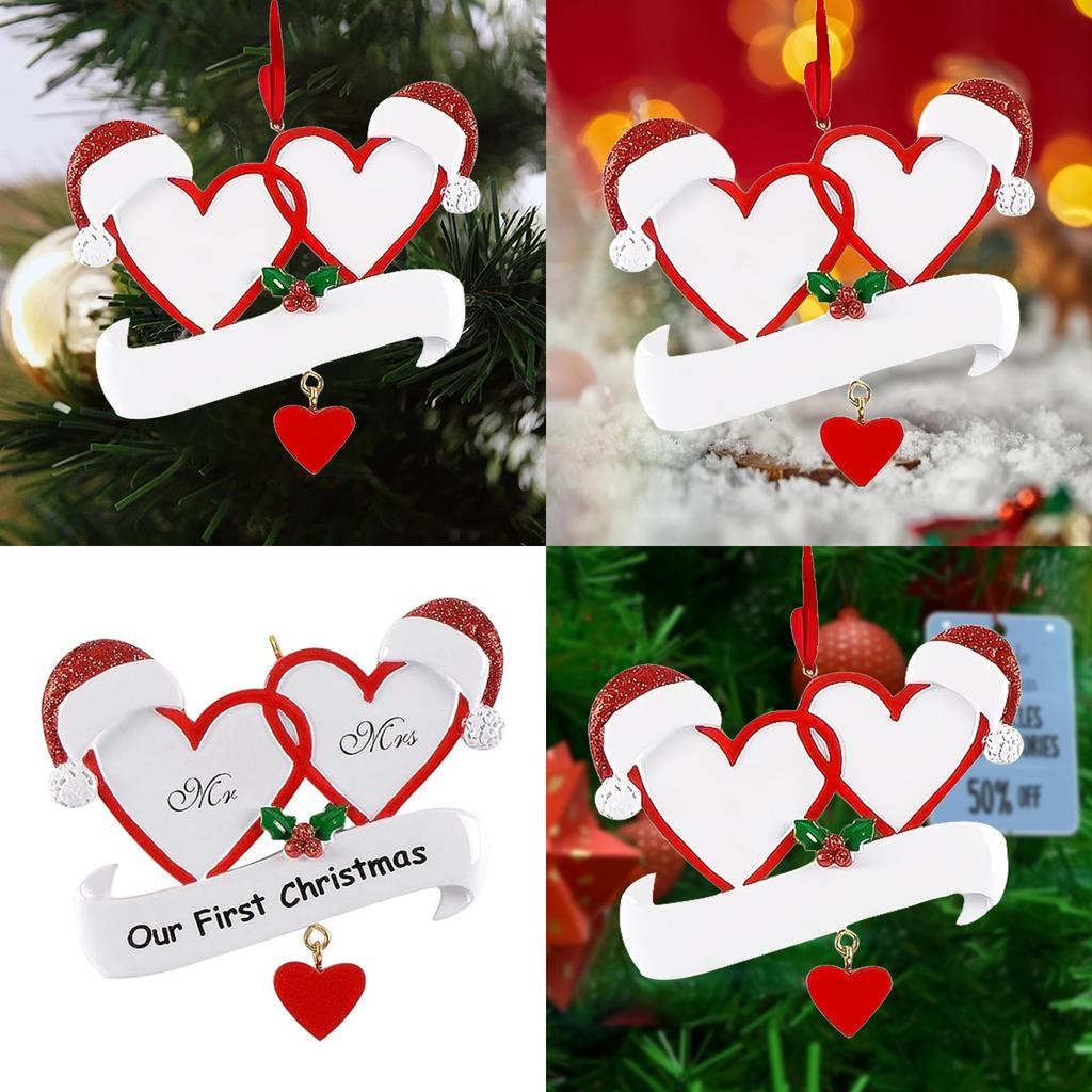 Delightful Double Heart Resin Christmas Tree Decorations For Festive Holiday Cheer