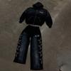 Winter Hip Hop Star Print Hoodie Loose Fit Zip Up Sweatshirt Men Women