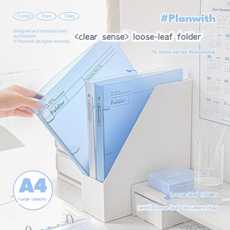 A4 Simplicity Large Capacity File Folders Blue White Color 3 Hole Binder Desktop Organizer Student Test Paper File Folders