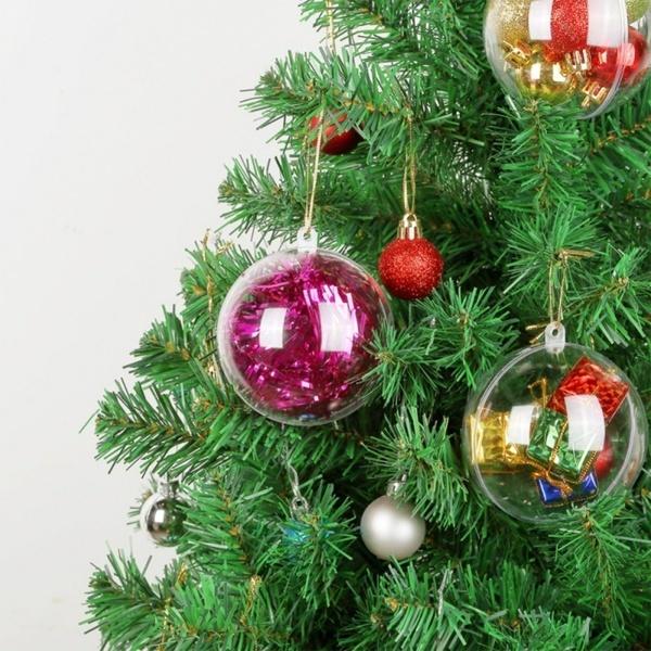 5pcs Transparent Ball Christmas Tree Pendant Xmas Hanging Decoration Candy Confetti Gift Box Holder