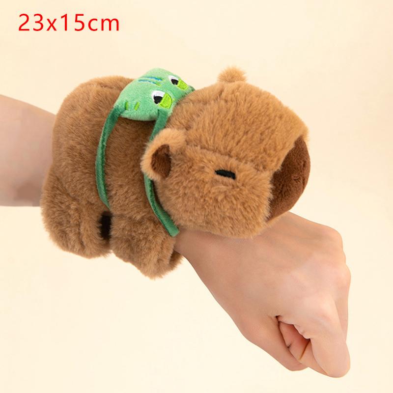 1Pcs Lovely Capybara Animal Slap Snap Wrap Wristband Bracelet Plush Stuffed Animal Kawaii Capybara Hand Ring Wristband Kid Funny Toys