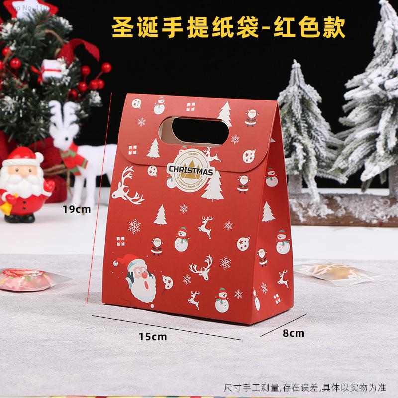 10pcs/Lot Red/Green Handle Christmas Candy Packaging Box Party & Event Handmade Cookies Snack Supplies Favors Snowman