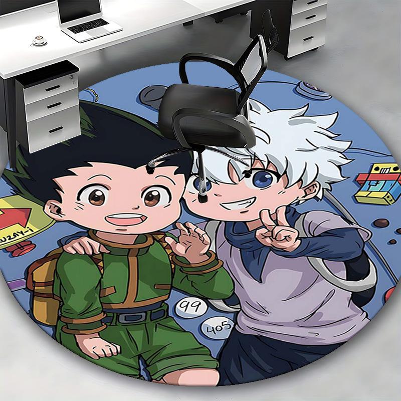 1pc Anime Cartoon Design Round Carpet  Office Chair Mat, NonSlip Rug for Home Decor, Living Room, Bedroom, Game Room