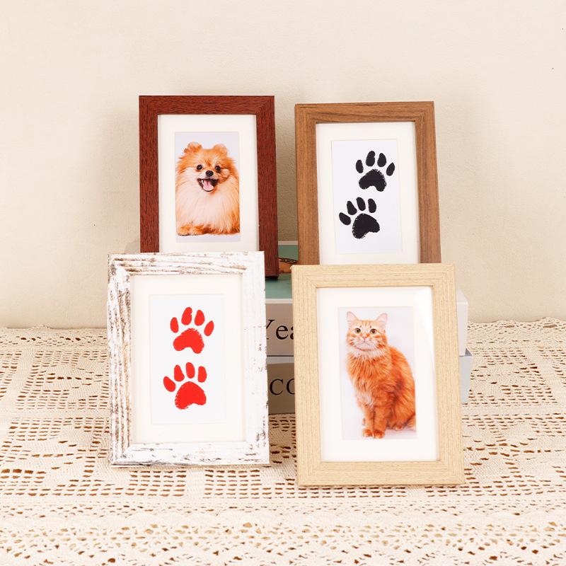 Hot Sale S15 Pet Paw Print Frame Kit for Dogs Cats No-Mess Inkless Print Pad DIY Footprint Keepsake 5 Inch Pet Memorial Gift