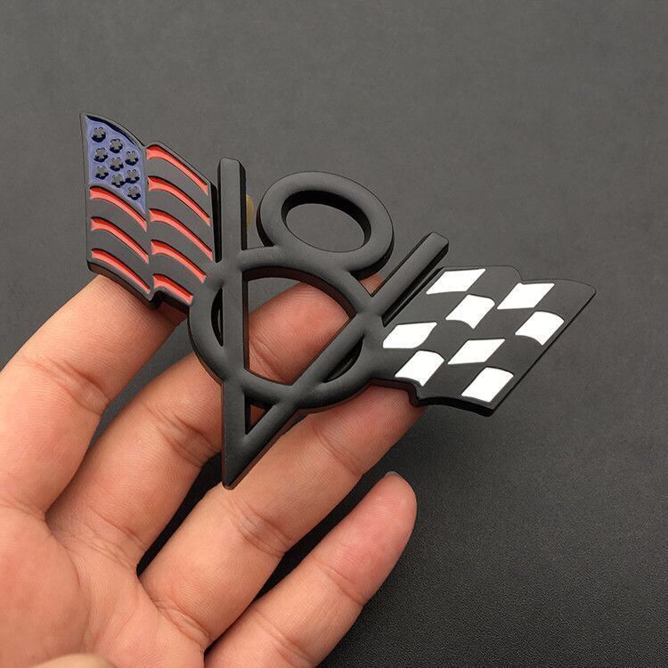 Car metal sticker, British, German, American flag, car tail mark, personalized modification V8 car mark, displacement mark, tail mark