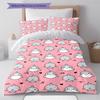 Pink Cartoon Art Pattern Bedding,Quilt Set Quilt Cover Pillowcase Home Birthday Gift (1 * Duvet Cover + 2 * Pillowcase, Without Core)