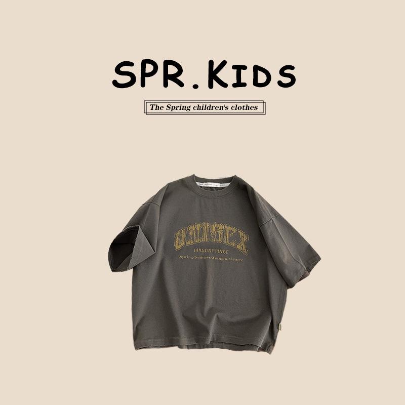 Boys' Trendy Round Neck Short-Sleeve T-Shirt - Summer 2025 Style for Small to Medium Kids