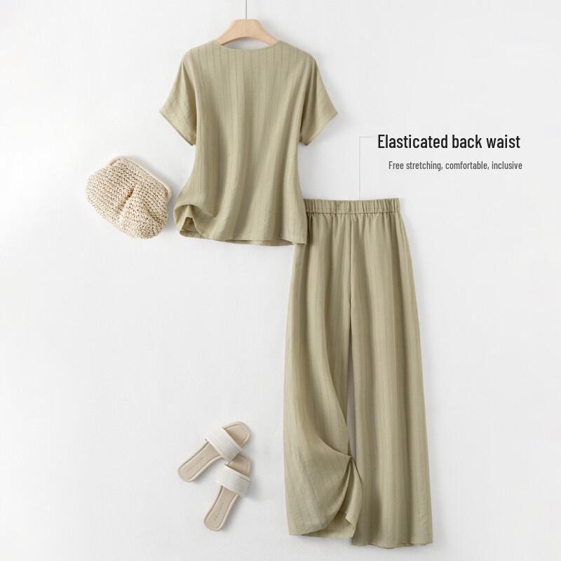 IHIMI Women's Breathable Recycled Linen Blend Relaxed Fit Set