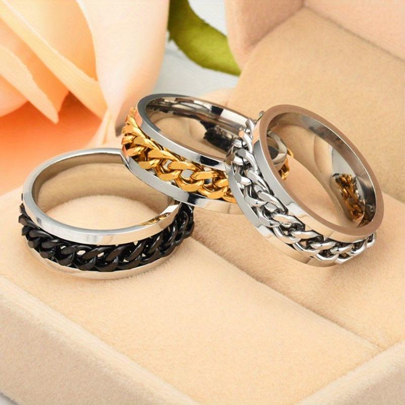 1Pc Simple and Changeable Men's and Women's Titanium Steel Rotating Roman Chain Ring, Personalized Ring