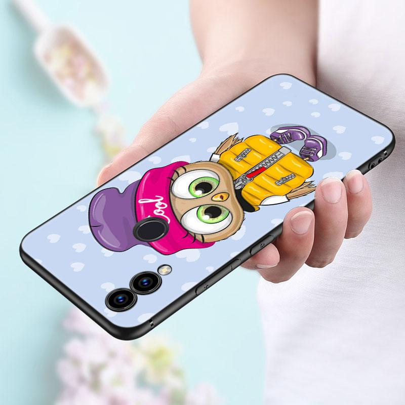 Cartoon Owl Cute Owls Case For Huawei Honor 10X Lite 7A 7S 8A 8S 8C 8X 9A 9C 10i 20i 30i 20S 20E 9X Pro 10 8 Lite Black Cover