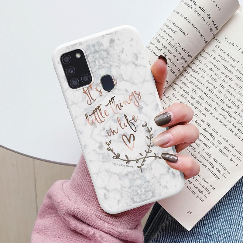 Case For Samsung Galaxy A21S Back Cover Protective Silicone Fundas Fashion Marble Stone Texture Coque For Samsung A21S Capa