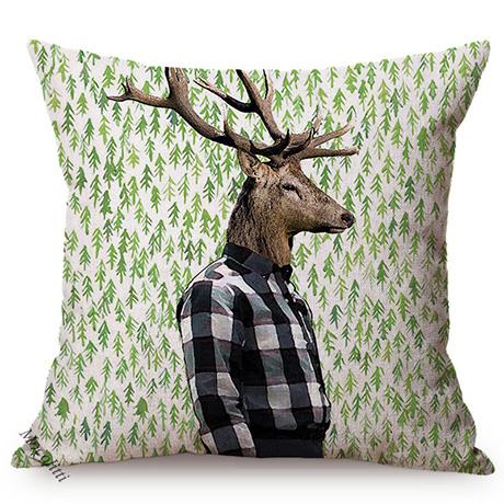 Nordic Art Posters Style Decoration Cushion Cover Lion Rabbit Zebra Deer Funky Animal Funny Oil Painting Sofa Throw Pillow Cases