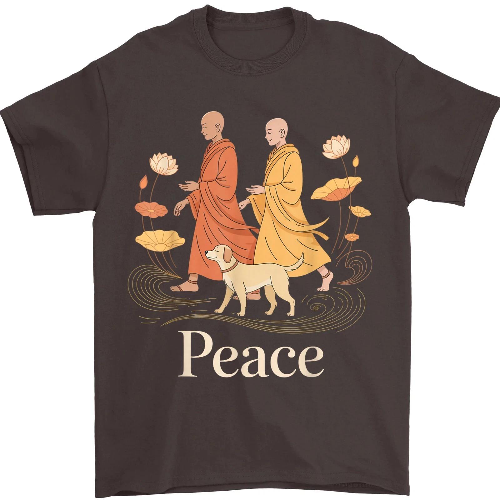 Peace Walking Monks Zen Calm Minimalist Art Spiritual Calm Life T shirt 2XL