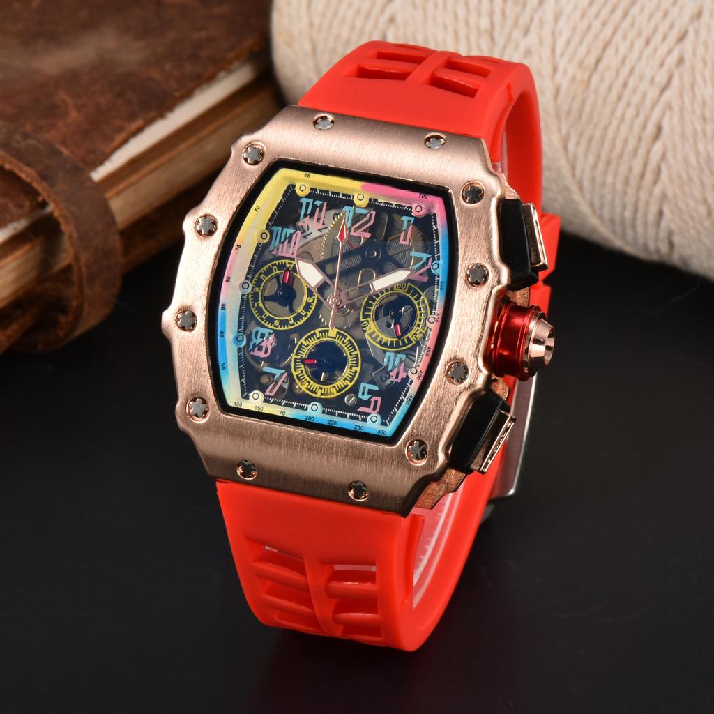 Barrel-shaped color quartz watch fashion business leisure silicone watch male student daily with calendar watch