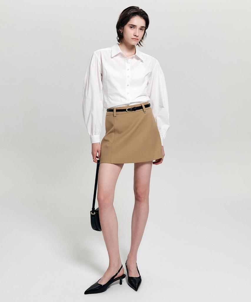 Lugkaeseuteu Nelly Summer Wool Mini Skirt_Beige