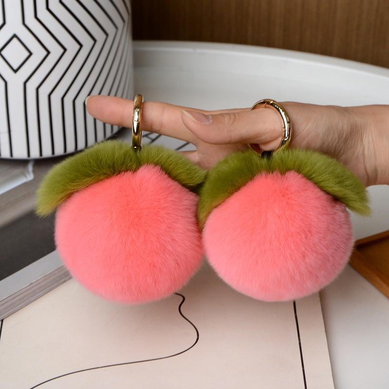 Araba Anahtarları İçin Sevimli Tüylü Şeftali Anahtarlık Yüksek Kalite Yumuşak Peluş Meyve Anahtarlık Kawaii Yumuşak Kürk Şeftali Anahtarlık Çanta Süsü