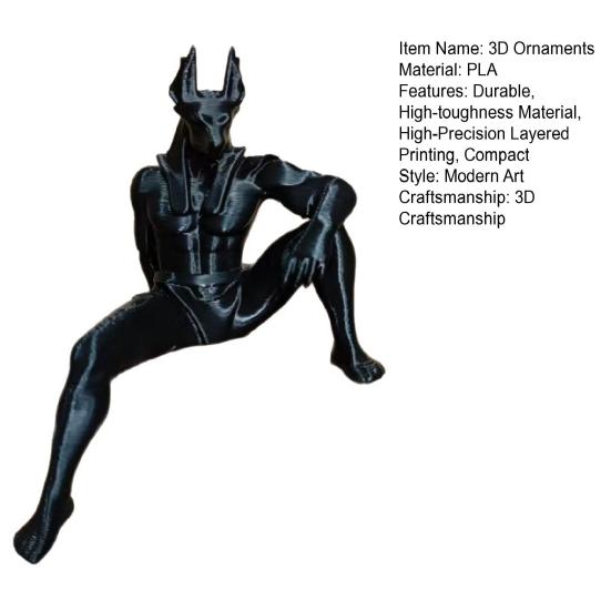 3D-gedruckte Anubis-Statue, Ägyptische Mythologie Sammlerstück Heimdekoration, Hochdetaillierte Schakalgott-Skulptur mit geschnitzter Muskulatur für Büro Gaming