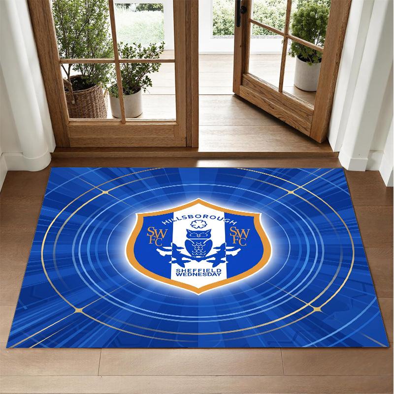 Sheffield Wednesday Design Crystal Velvet Rug Soft Decorative Mat for Bedroom Entrance