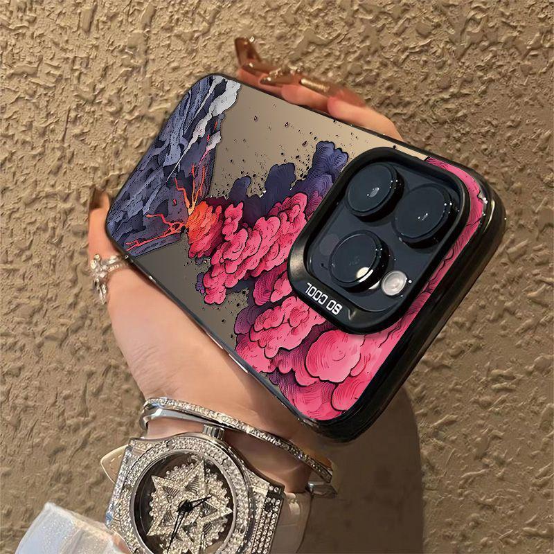 Creative Volcanic Eruption Phone Case for iPhone 13/14/15 Pro Max/16 Pro/17