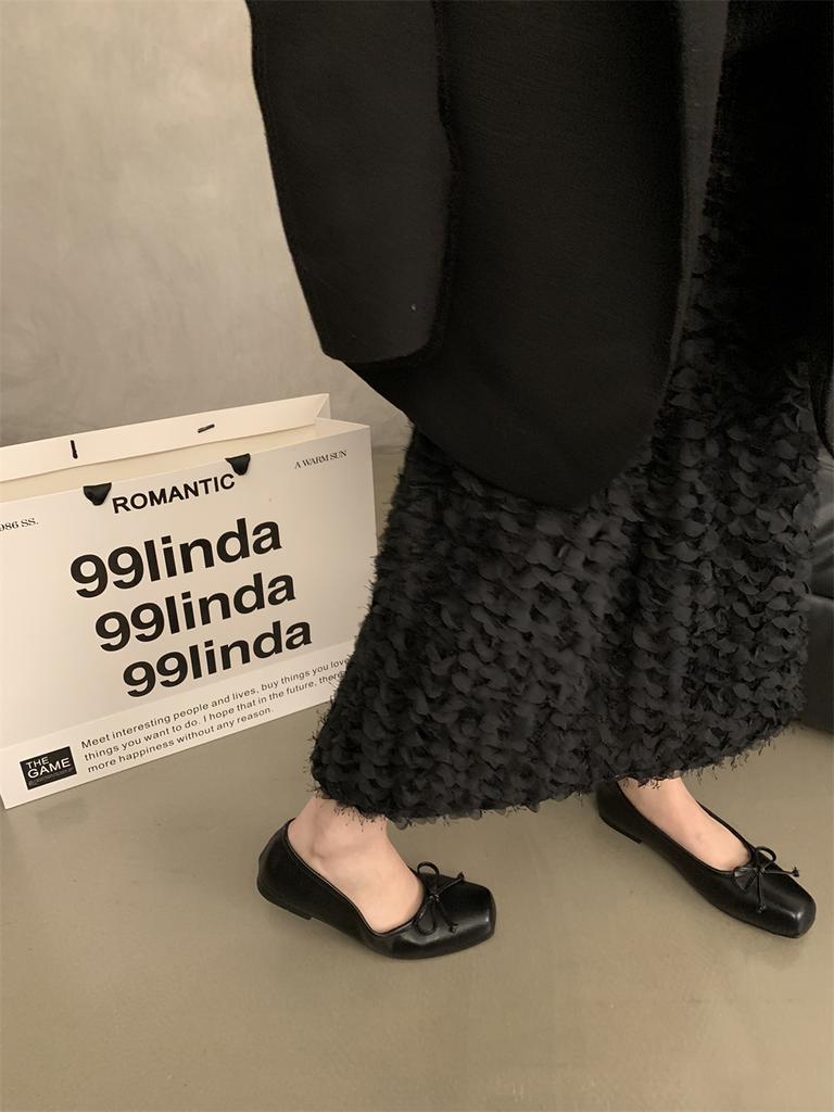 Fashion Flat Shoes for Women's Spring and Autumn Square Toe Casual Bow French Retro Plus Size Women's Shoes 42 43 44 Loafers Women