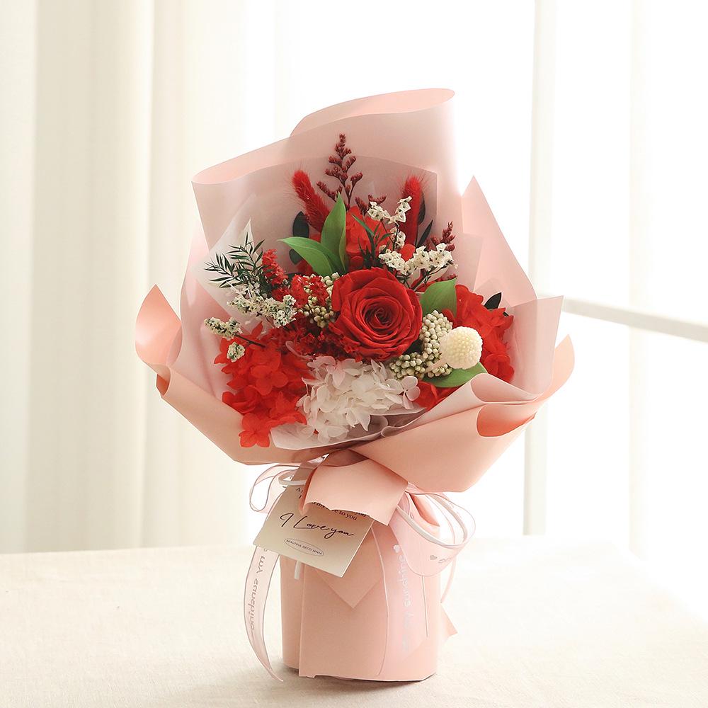 Eternal High-End Rose Bouquet with Real Fresh Flowers